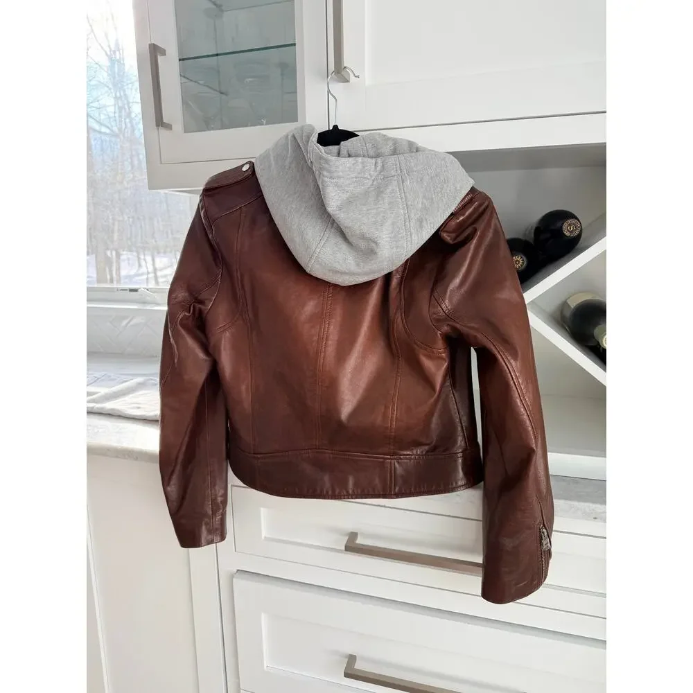LAMARQUE HOLY Leather Biker Jacket with Removable Hood - Picture 9 of 13